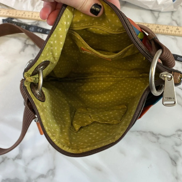 Fossil Key-Per Sling Crossbody Bag Women Size OS Green Brown Floral Canvas Purse - Picture 14 of 15